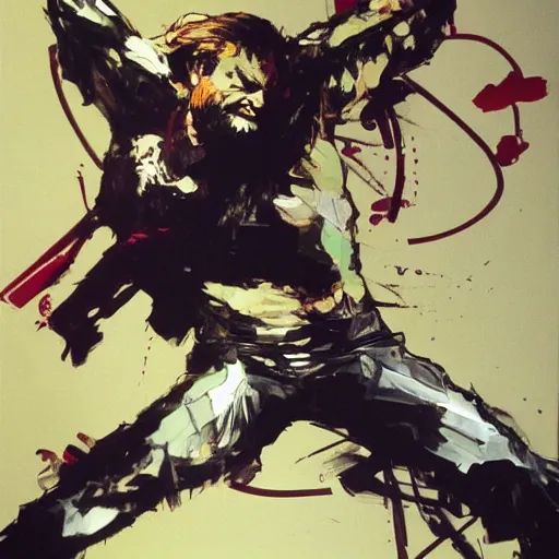 Prompt: slavoj zizek in a jojo pose, oil on canvas by yoji shinkawa