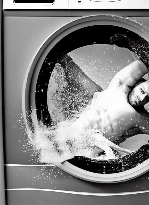 Image similar to man stuck inside a washing machine, bad quality, shaky camera, funny