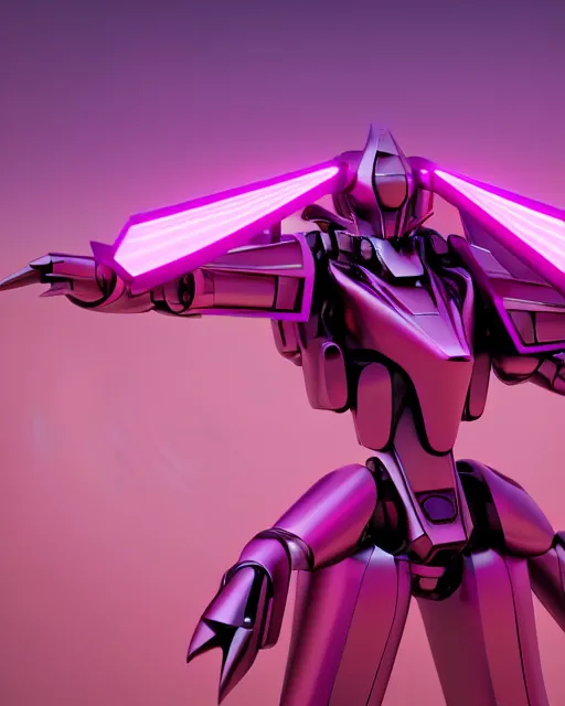 Image similar to hyperrealistic 3d render full mecha iridescent pink peace sign dramatic landscape concept art vray ute osterwald de chirico sharp cinematic very moody light 8k low angle shallow depth of field