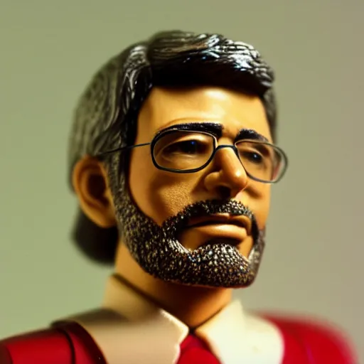 Prompt: picture of a plastic action man figure of Mélenchon, cinestill 800t 8k