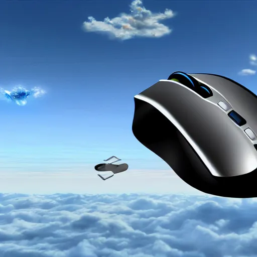 Image similar to a computer mouse flying through the sky digital concept art