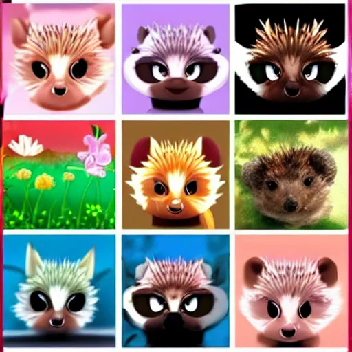 Image similar to baby hedgehogs in the style of cute anime