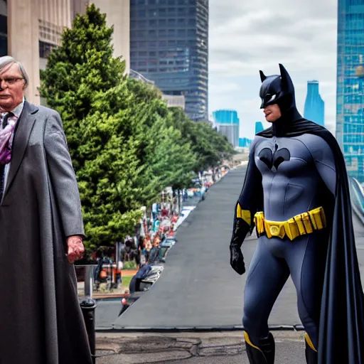 Prompt: Adam West as Batman 2022, 105mm, EOS-1D, f/4, ISO 800, 1/200s, 8K, RAW, symmetrical balance, in-frame, Dolby Vision