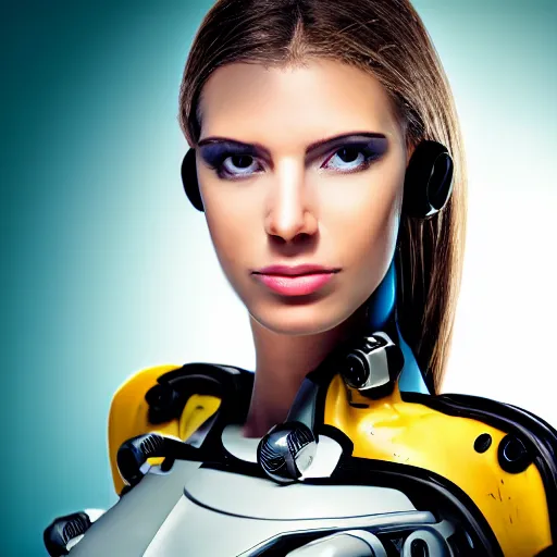 Prompt: portrait photo of a beautiful female cyborg.............banana banana banana banana