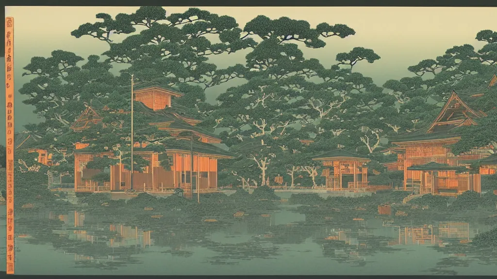 Image similar to There was a bar that ran out of water, everyone was thirsty and was drinking orange juice and other soft drinks to satiate their thirst, screen print by Kawase Hasui and dan hillier, 8k unreal engine