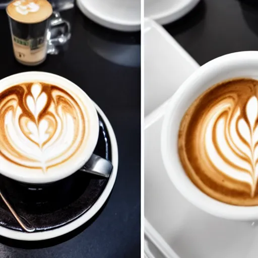 Image similar to latte art coffee in a toilet, michelin star restaurant, award winning food photography