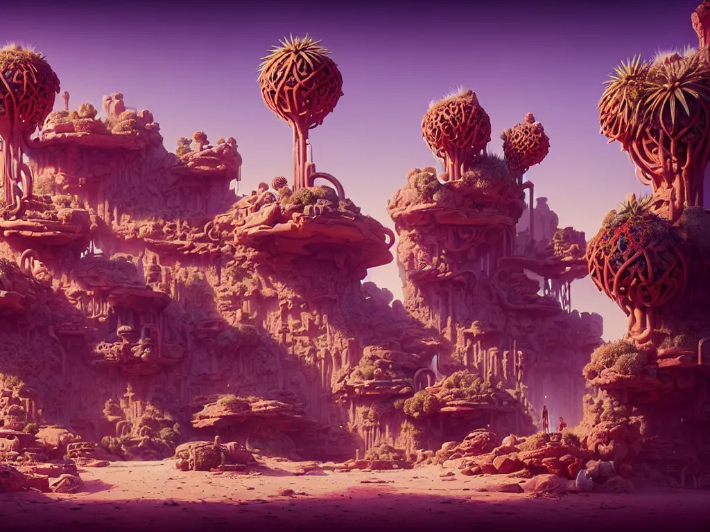 Prompt: 80s outdoor retro arcade, desolate, desert oasis vegetation:: beeple and James Gilleard and Justin Gerard :: ornate, dynamic, particulate, intricate, elegant, highly detailed, centered, artstation, smooth, sharp focus, octane render, 3d