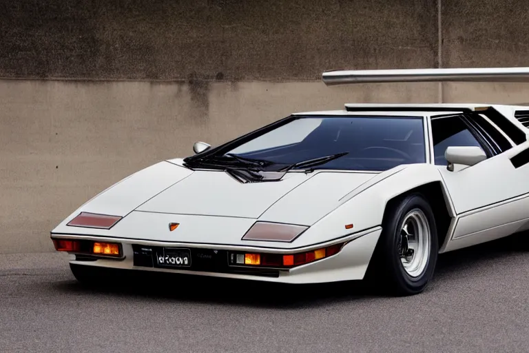 Image similar to new vehicle, wide body, intricate, elegant, highly detailed, smooth, sharp focus, art style from Lamborghini Countach 1980 and Corvette C 1969