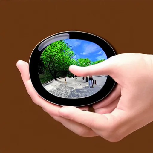 Image similar to a mini virtual reality heaset in the palm of a hand