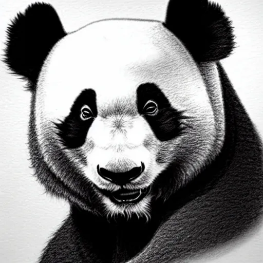 Image similar to muscular panda, highly detailed, pencil sketch