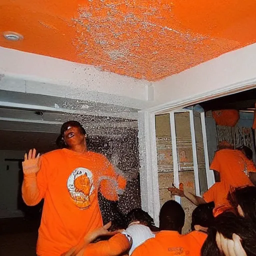 Image similar to “ orange crush flooding the house through the ceiling ”