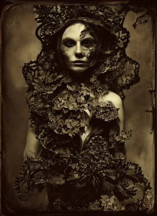 Image similar to old wetplate daguerreotype demoniacal beats explosion of data fragments, fractal, intricate, elegant, highly detailed, parallax, leica, medium format, subsurface scattering, by jheronimus bosch and greg rutkowski and louis jacques mande daguerre and brom