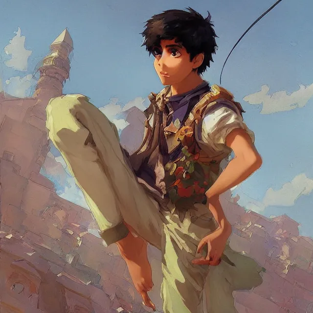 Image similar to tan skinned pakistani boy as an anime protagonist, elegant, intricate, digital painting, artstation, concept art, smooth, sharp focus, illustration, art by konstantin korovin and daniel f. gerhartz and john howe