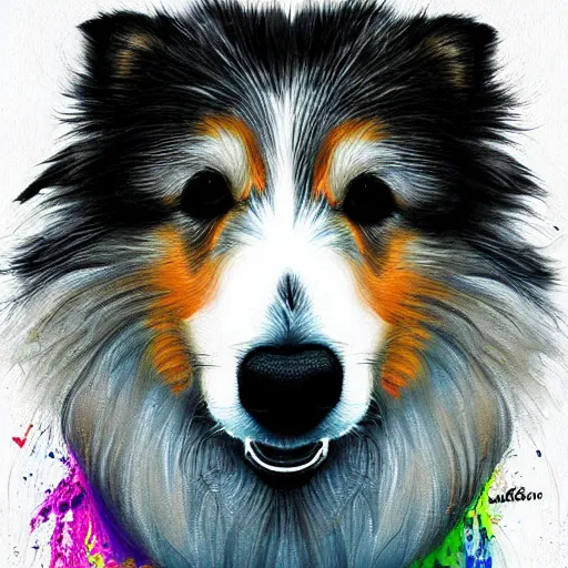 Prompt: a painting of a shetland sheepdog by Patrice murciano