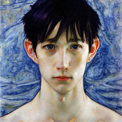 Image similar to realistic beautiful highly detailed portrait of shinji ikari's eva, photorealistic, mecha, angel, egon schiele, john mcneill whistler, john singer sargent, epic, stunning