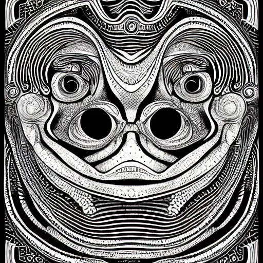 Image similar to a symmetrical portrait illustration of a wise frog black and white hand drawn sketch on artstation 4 k intricate extremely detailed digital art by alex grey