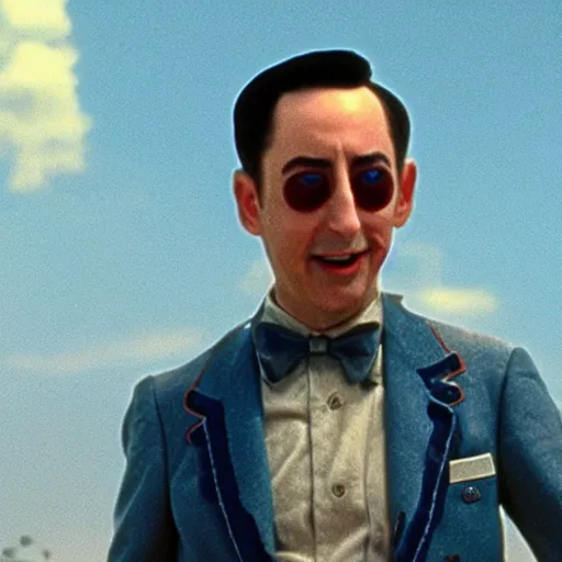 Image similar to peewee herman as captain benjamin in apocalypse now, 8k resolution, full HD, cinematic lighting, award winning, anatomically correct