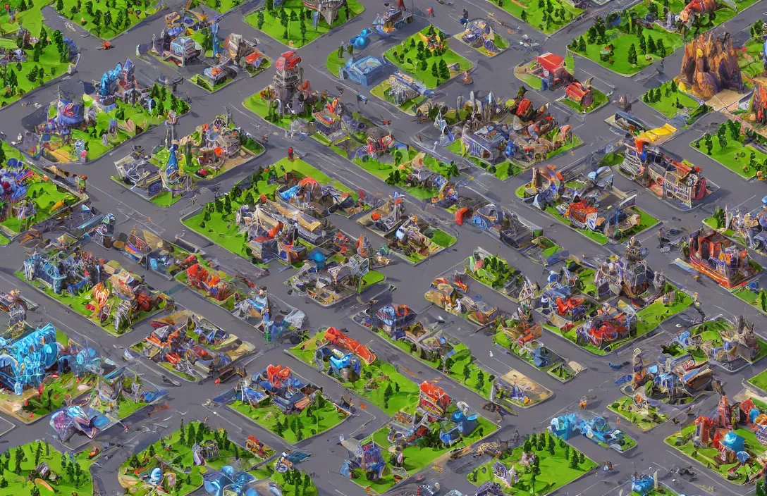 Image similar to 3 d isometric rts video game map london, dynamic lighting, sharp focus, sharp edges, crispt lines, artstation hq, 8 k, intricate, ray tracing, vivid colors, octane render