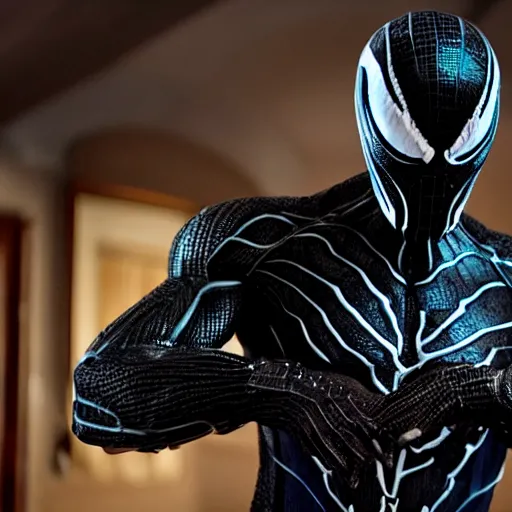 Image similar to still of Bryan Cranston as Carlton Drake, Riot symbiote from Venom (2018), night time, 4k