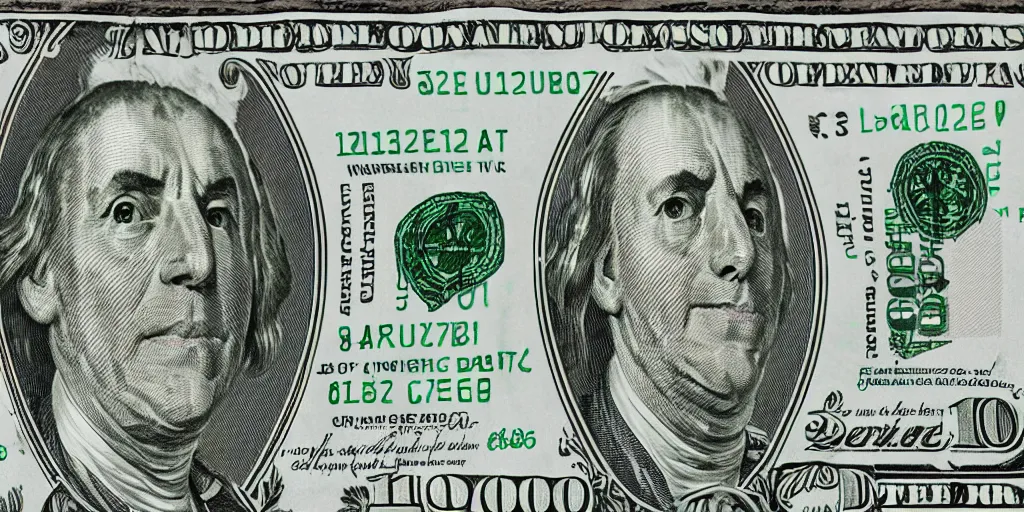 Prompt: photo realistic simplification of a 1 0 0 dollar bill