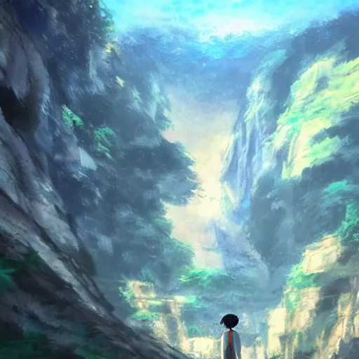 Prompt: a cave painting, by makoto shinkai