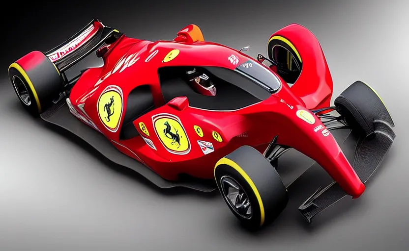 Image similar to “A 2025 Ferrari Formula One Concept, studio lighting, HYPER REALISTIC VFX SIMULATION, 8K”