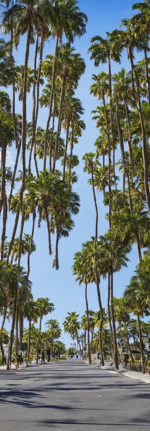 Image similar to long shots of sidewalk with bike path, palm trees, accessible for the disabled, by professional photographer, 8 k resolution, photo, high quality, unreal engine, 3 d