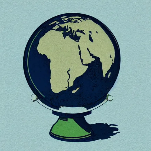 Prompt: a screenprint of a gloopy globe