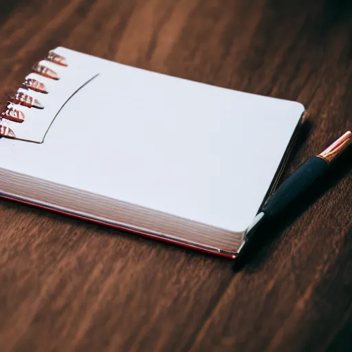 Image similar to commercial shot of the dusty old notepad you found behind your couch, dramatic beautiful lighting, 8k photgraphy, 50mm f1.8, macro