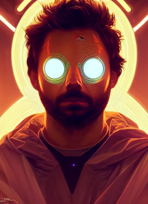 Prompt: symmetry!! portrait of charlie day, sci - fi, tech wear, glowing lights!! intricate, elegant, highly detailed, digital painting, artstation, concept art, smooth, sharp focus, illustration, art by artgerm and greg rutkowski and alphonse mucha