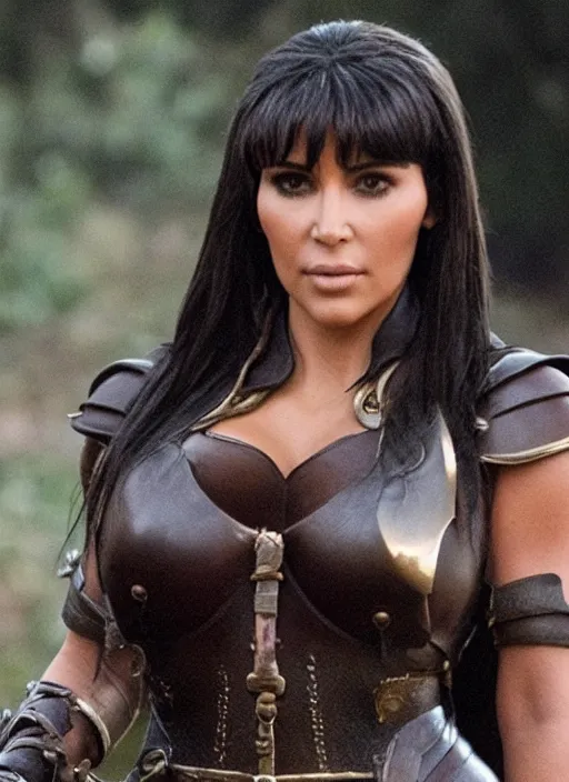 Image similar to movie still of kim kardashian as xena