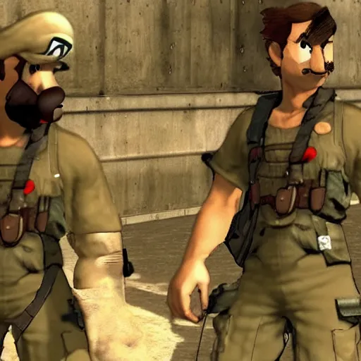 Image similar to super mario in metal gear solid