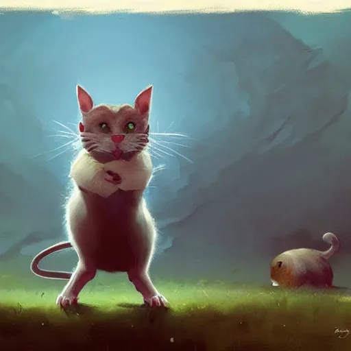 Image similar to hybrid of mouse and cat, half cat - half mouse, digital art fantasy art, art by george stubbs, jakub rozalski, anton fadeev, james gurney, anato finnstark