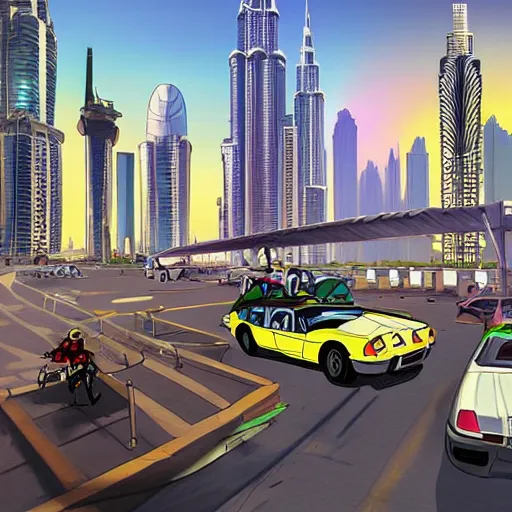 Prompt: gta : dubai by hayao miyazaki