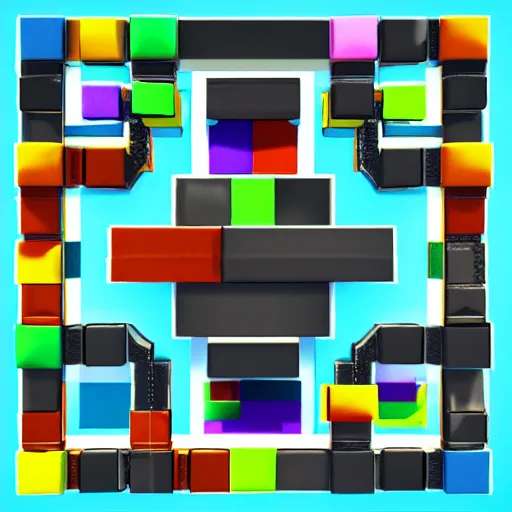 Image similar to puzzle videogame tied to a number 27, unreal engine, top view, colourful blocks, 8k