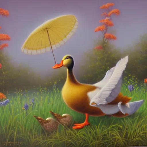 Image similar to a duck on the prowl kevin sloan oil painting