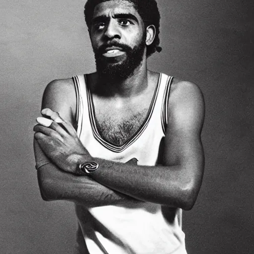 Image similar to portrait of kyrie irving, kyrie irving as che guevara, heroico, black and white, photograph by alberto korda, inspiring, dignifying, national archives