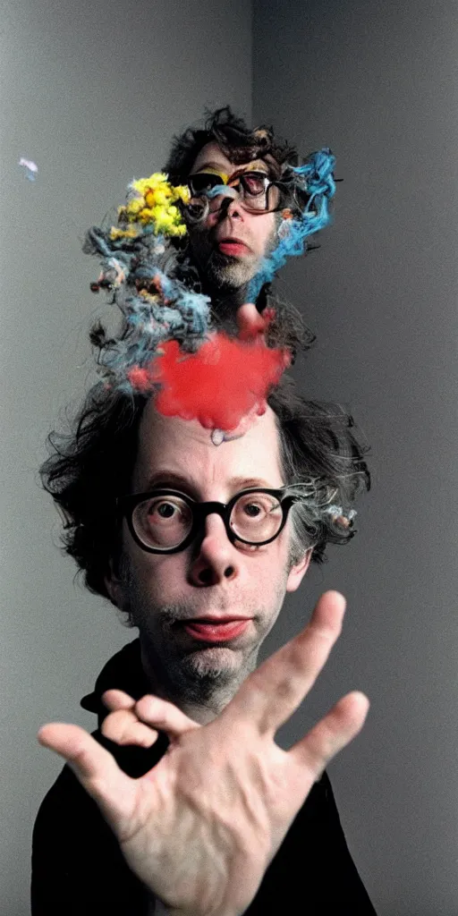 Prompt: award winning photo of todd solondz charlie kaufman smoking weed, vivid colors, happy, symmetrical face, beautiful eyes, studio lighting, wide shot art by Sally Mann & Arnold Newman