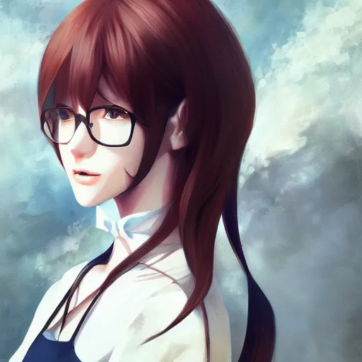 Image similar to kurisu makise, elegant, ultra highly detailed, digital painting, smooth, sharp focus, artstation, art by Ina Wong, by Bo Chen, by ilya kuvshinov