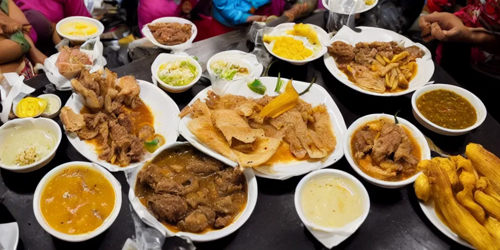 Prompt: regional specialties include sopa de caracol, fried fish, tamales, carne asada and baleadas. other popular dishes include meat roasted with chismol and carne asada, chicken with rice and corn, and fried fish with pickled onions and jalapenos.