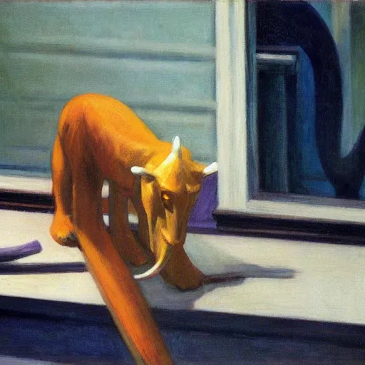 Prompt: a saber tooth by Edward hopper