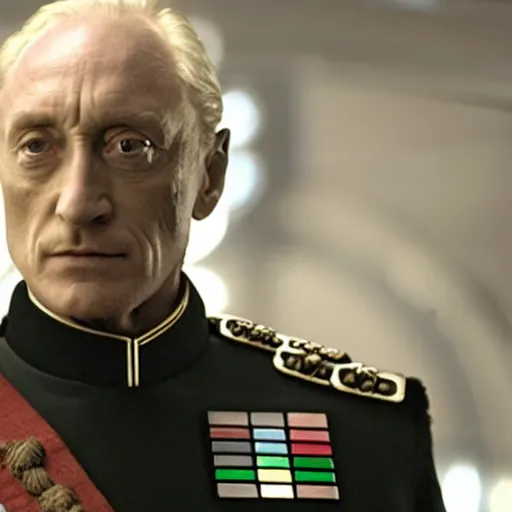 Image similar to tywin lannister as a imperial officer in star wars, movie still, epic quality, cinematic, 4 k, atmospheric