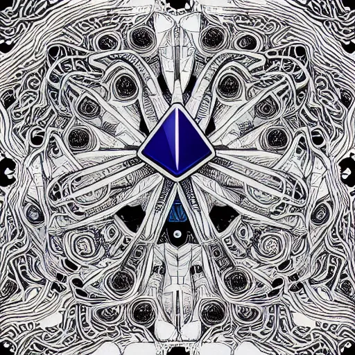 Prompt: “geometrically surreal order of Ethereum, extremely high detail, photorealistic, intricate line drawings, dotart, album art in the style of James Jean”