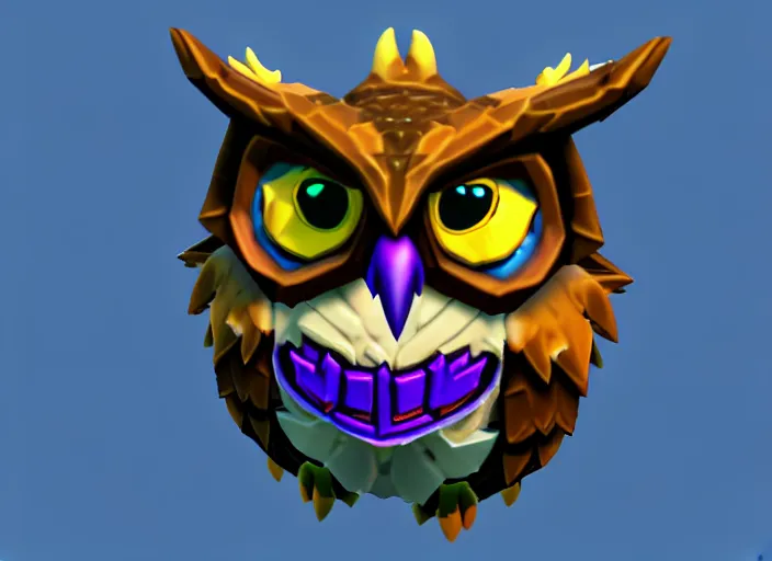 Image similar to owl head, stylized stl, 3 d render, activision blizzard style, hearthstone style, spyro style