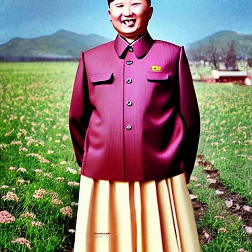 Prompt: surreal photography of smiling north korean kim chen in is wearing traditional - ukrainian folk shirt designed by taras shevchenko.