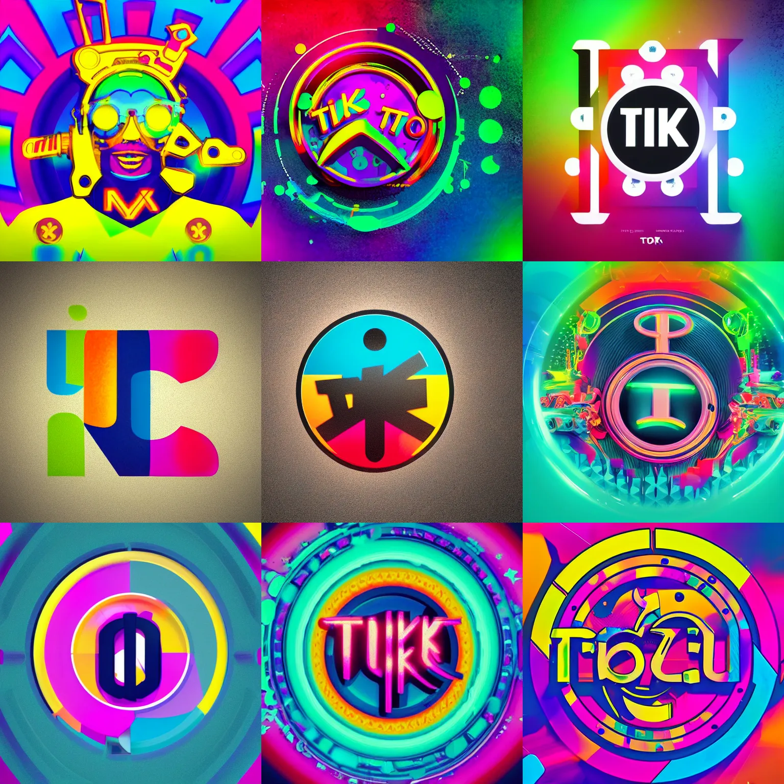 Prompt: tik-tok logo new logo design, colorful, psychedelic, octane