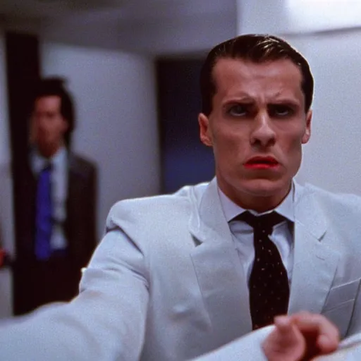 Prompt: still of paris street, in american psycho ( 1 9 9 9 )