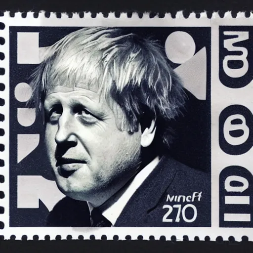 Image similar to boris johnson on a vintage mailing stamp