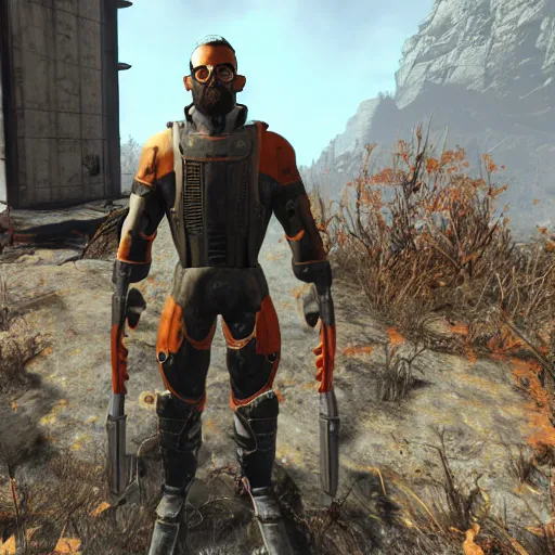 Prompt: gordon freeman in fallout 7 6