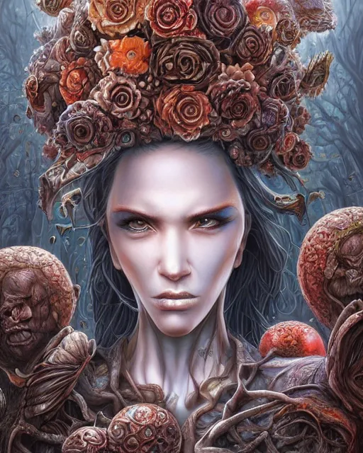 Image similar to death is swallowed up in victory, very detailed and beautiful womans face, screaming with fear, artwork by artgerm, centered shot, wide angle, full body, elfpunk, artwork by naoto hattori, landscape art by john howe